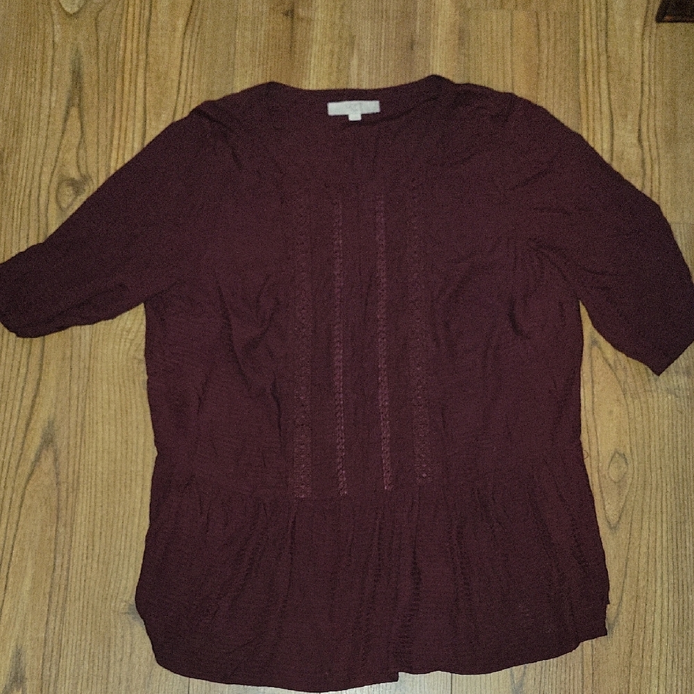 LOFT Plus Pleated 3/4 Sleeve Blouse